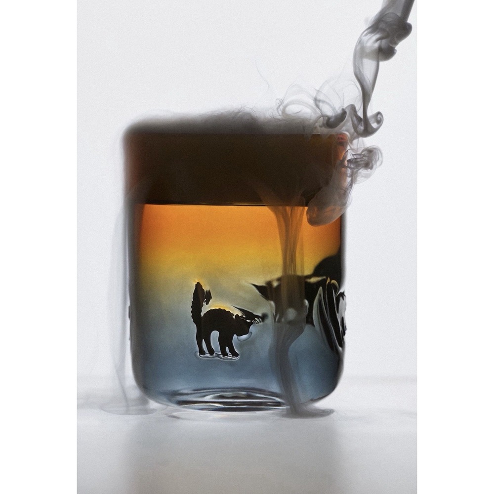 NEW Anthropologie Mystic Halloween Icon Juice Glass Scaredy Cat Orange 17.25 OZ